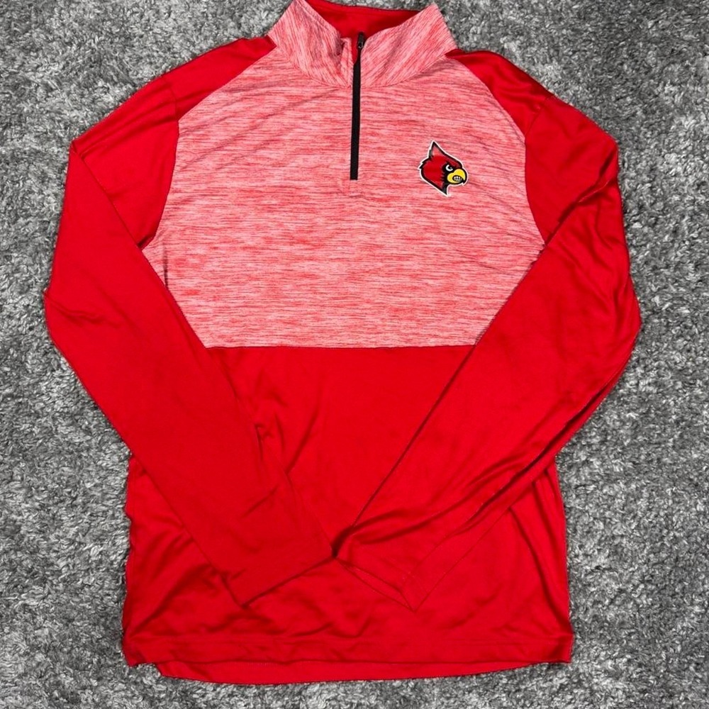 Louisville Cardinals heathered quarter zip sweatshirt, Size Medium